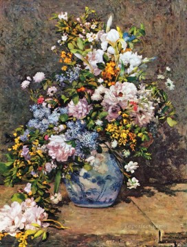 ピエール=オーギュスト・ルノワール Painting - 春の花の花束 ピエール・オーギュスト・ルノワール